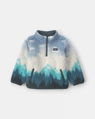 Toddler Boy Mountainscape Quarter-Zip Pullover Sweatshirt - Blue/Grey