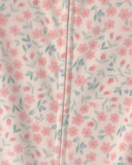 Baby Girl 1-Piece Floral 2-Way Zip DreamPlush Snug Fit Footed Pajama - Cream