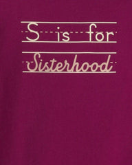 Girls 'Sisterhood' Long-Sleeve Graphic Tee - Burgundy