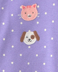 Toddler Girl 1-Piece Pets 100% Cotton Snug Fit Pajama - Purple