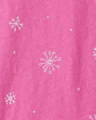 Toddler Girl Snowflake Print Long-Sleeve Pocket Tee - Pink
