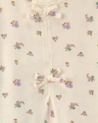 Girls 2-Piece Floral Short-Sleeve Top & Pant Set - Cream/Green
