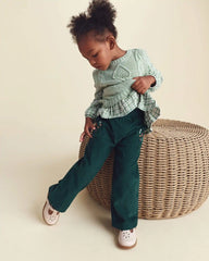 Toddler Girl Floral Corduroy Wide-Leg Pants - Green