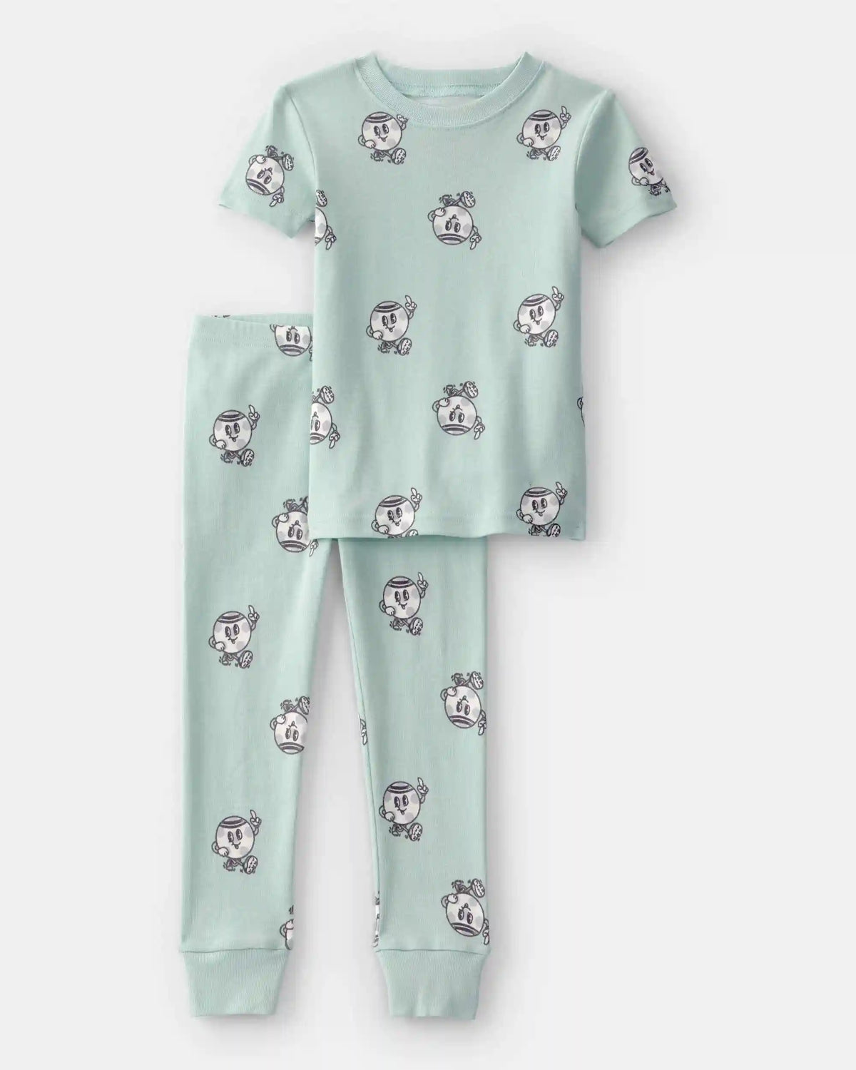 Toddler Soccer 100% Cotton Short-Sleeve Snug Fit 2-Piece Pajama Set - Green