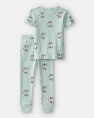 Toddler Soccer 100% Cotton Short-Sleeve Snug Fit 2-Piece Pajama Set - Green