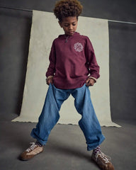 Boys Logo Patch Hoodie - Burgundy
