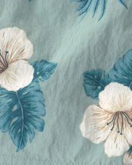 Toddler Boy Recycled Swim Trunks in in Blue Hibiscus