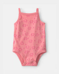 Baby Girl Crab Sleeveless Graphic Bodysuit - Coral