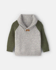 Baby Boy Color Block Sweater - Grey/Green