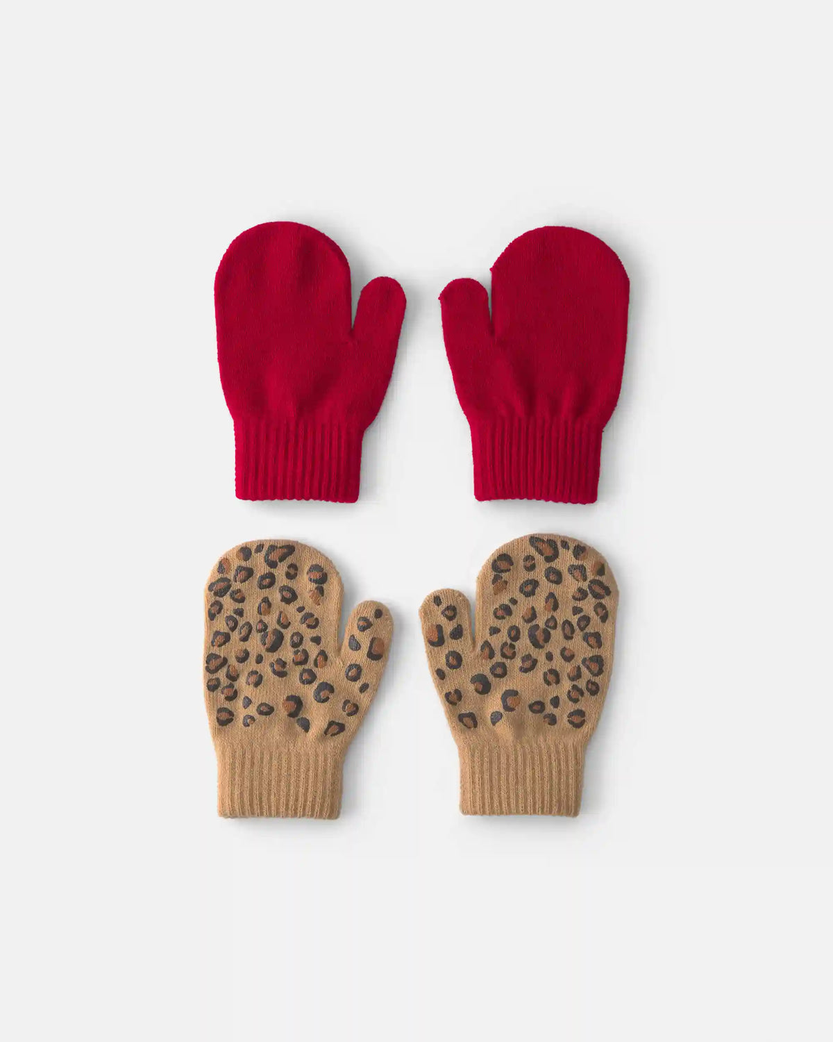 Toddler Girl 2-Pack Leopard Mittens - Red/Brown