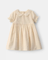 Baby Girl Swiss Dot Short-Sleeve Dress - Cream