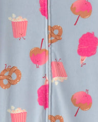 Girls 1-Piece Festival Treats DreamPlush Snug Fit Pajama - Blue