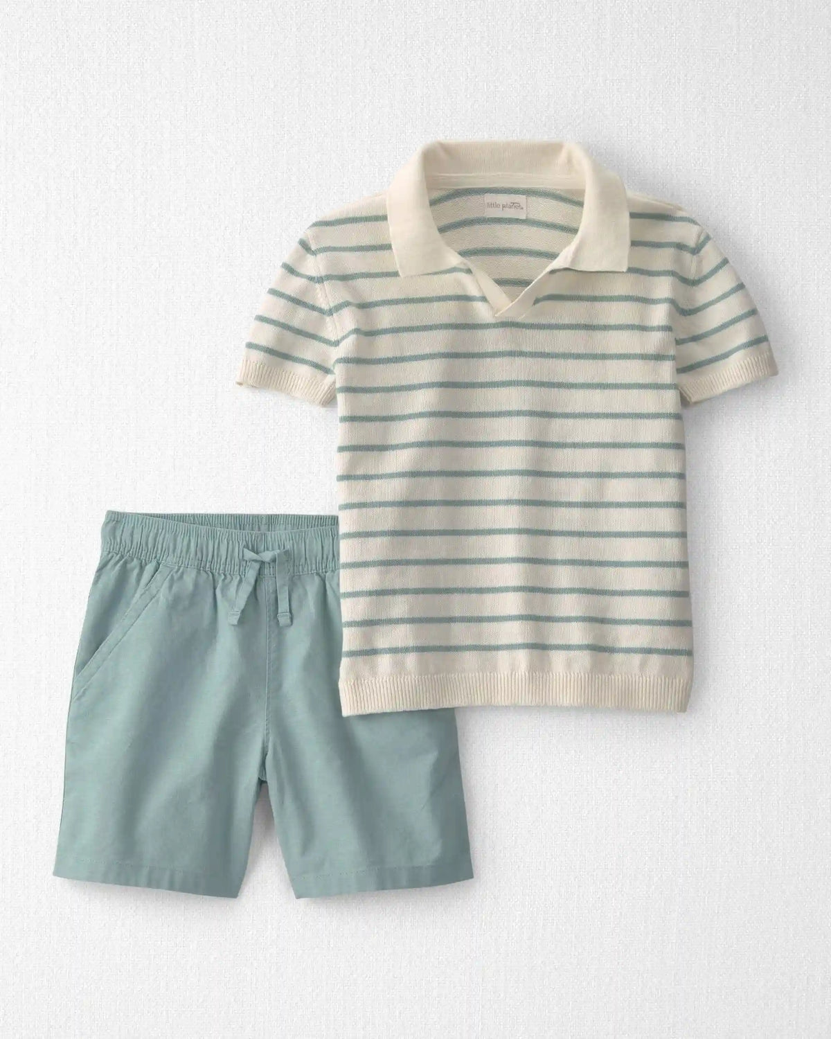 Boys 2-Piece Sweater Knit Top & Short Set Made with Organic Cotton in Stripes