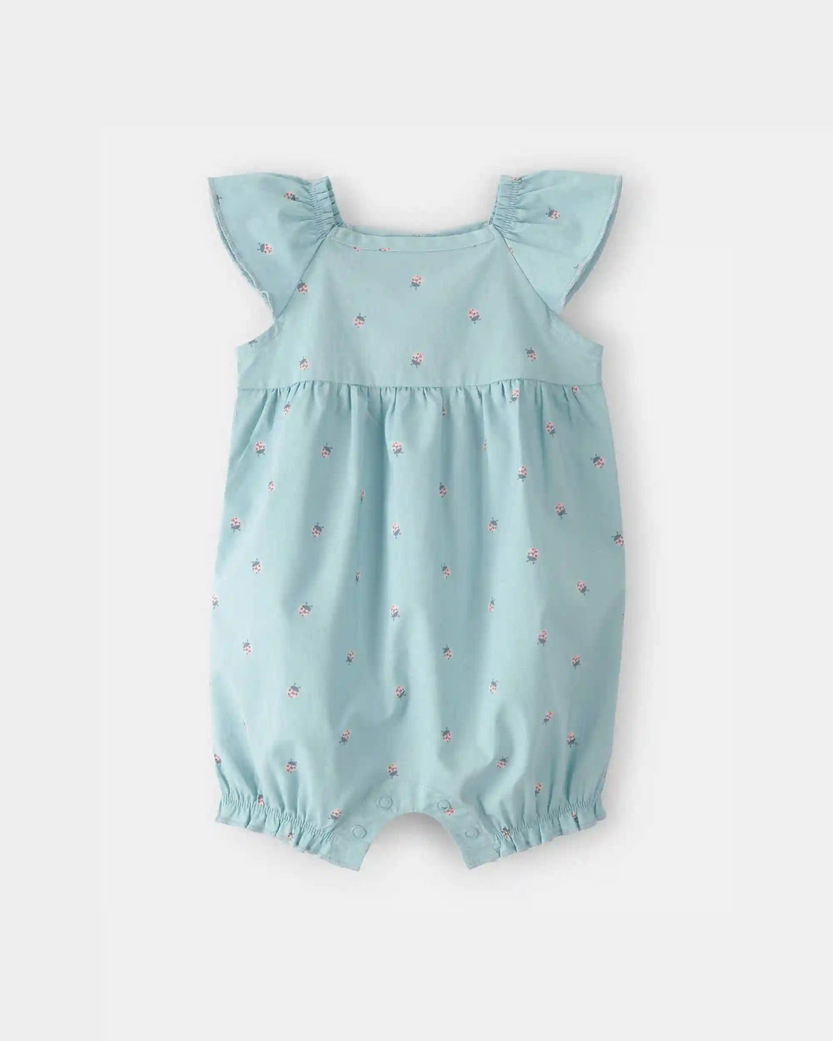 Baby Girl Ladybug Flutter-Sleeve Romper - Blue