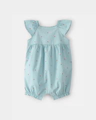 Baby Girl Ladybug Flutter-Sleeve Romper - Blue