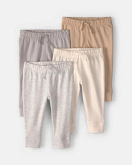 Baby 4-Pack Pull-On Pants - Grey/Ivory/Tan