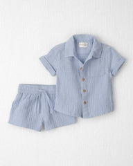 Baby Boy 2-Piece Organic Cotton Gauze Top & Short Set
