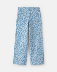 Girls Floral Twill Straight Pants - Blue