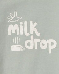 Baby 'Milk Drop' Long-Sleeve Graphic Bodysuit - Green