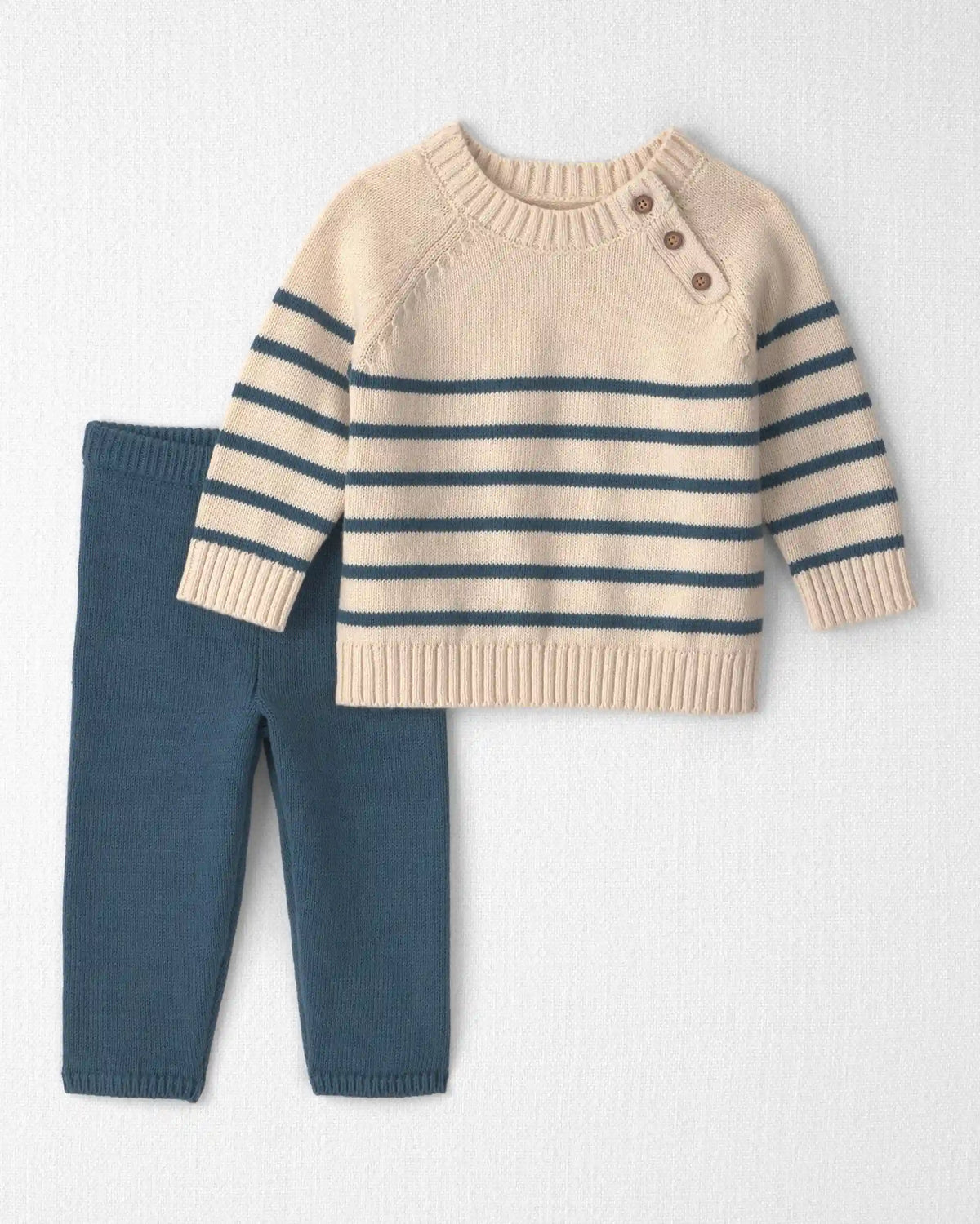 Baby 2-Piece Organic Cotton Knit Sweater & Pant Set in Stripes