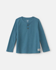 Toddler Boy Thermal Long-Sleeve Henley T-Shirt - Blue