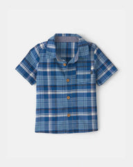 Baby Boy Plaid Short-Sleeve Button-Down Shirt - Blue