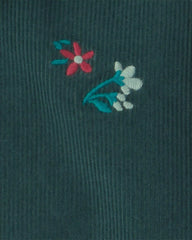 Toddler Girl Flower Embroidered Corduroy Jacket - Green