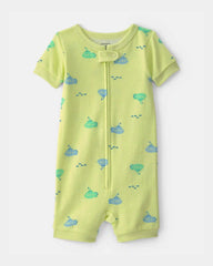 Toddler Boy Submarine 100% Cotton 1-Piece Romper Pajama - Green