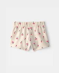 Baby Girl Cherry French Terry Shorts - Cream