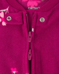 Baby Girl Floral Fleece 2-Way Zip Sleep & Play Pajamas - Purple
