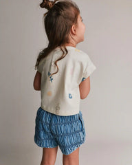Toddler Girl Boxy Tee in Sandcastle Print - Cream