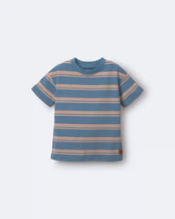Toddler Relaxed Tee in Stripes - Slate Blue/Brown