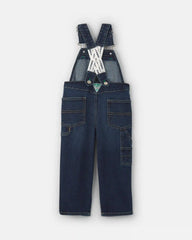 Toddler Elastic Strap Denim Overalls - Dark Wash