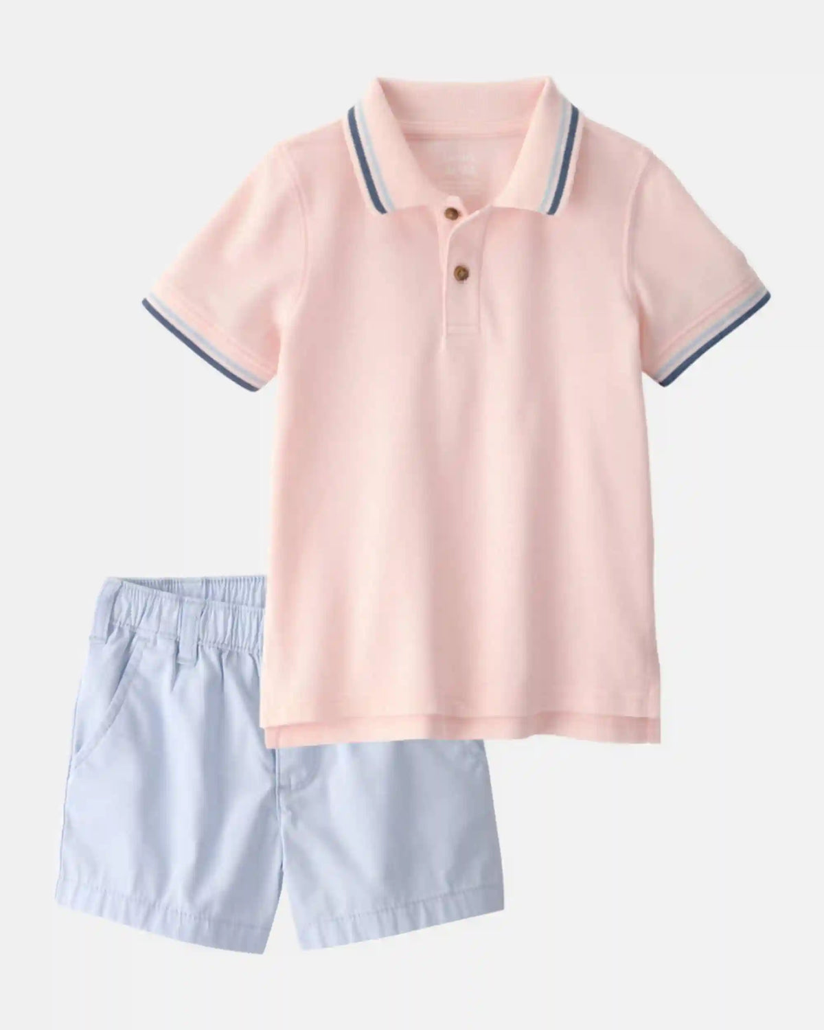 Toddler Boy 2-Piece Polo Shirt & Short Set - Coral/Blue