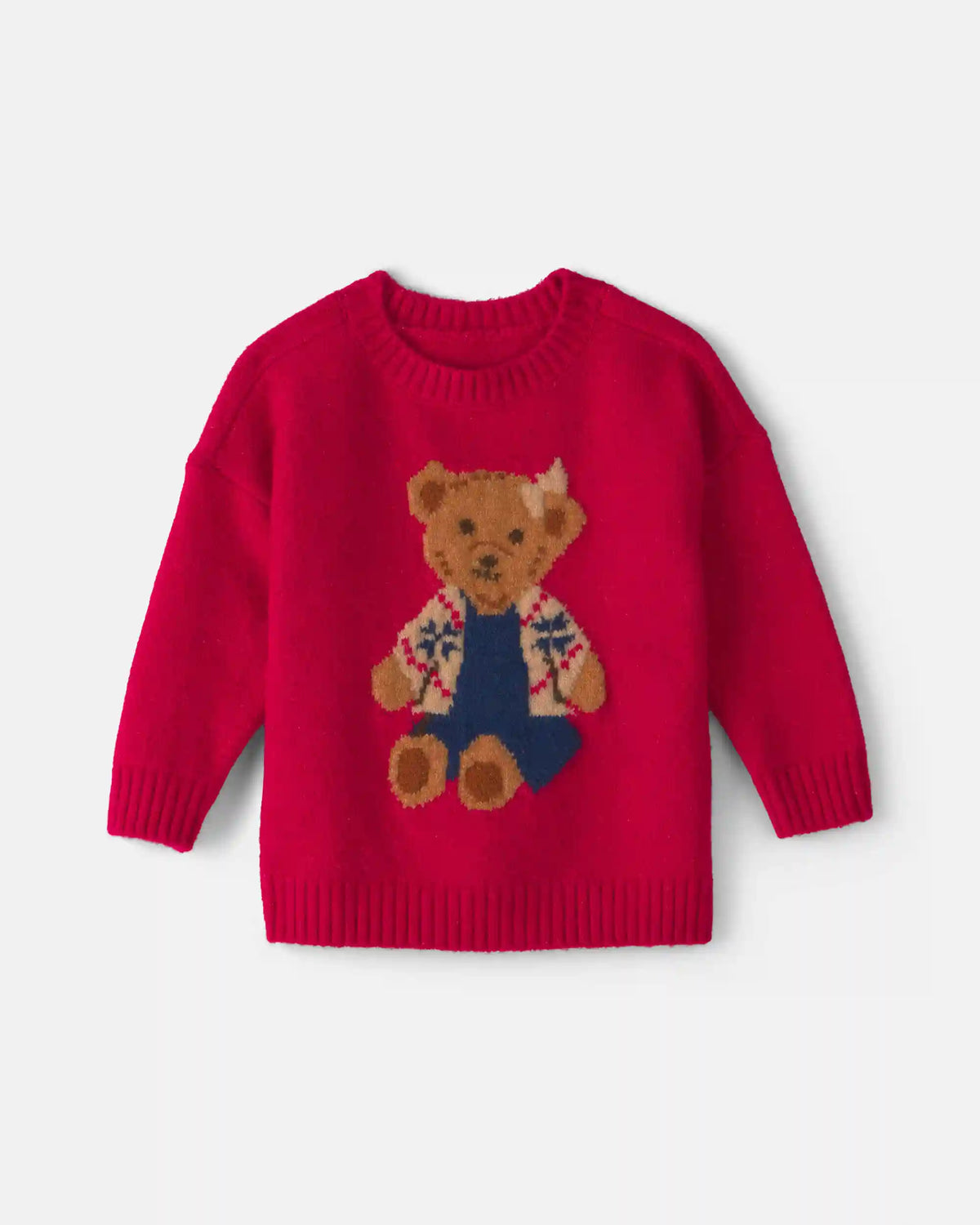 Baby Girl Bear Sweater - Red
