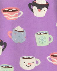 Girls 2-Piece Hot Cocoa DreamPlush Snug Fit Pajama Set - Purple