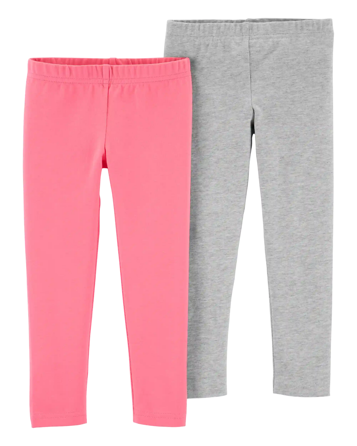 Baby 2-Pack Heather Gray & Pink Cotton Stretch Leggings