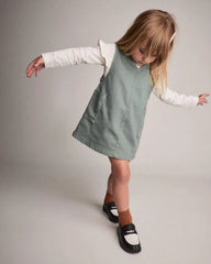 Toddler Girl Otter Pocket Denim Jumper - Olive
