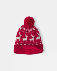 Kids 2-Piece Fair Isle Christmas Beanie & Glove Set - Red