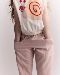 Toddler Girl Pocket Pant in Stripes - Light Pink