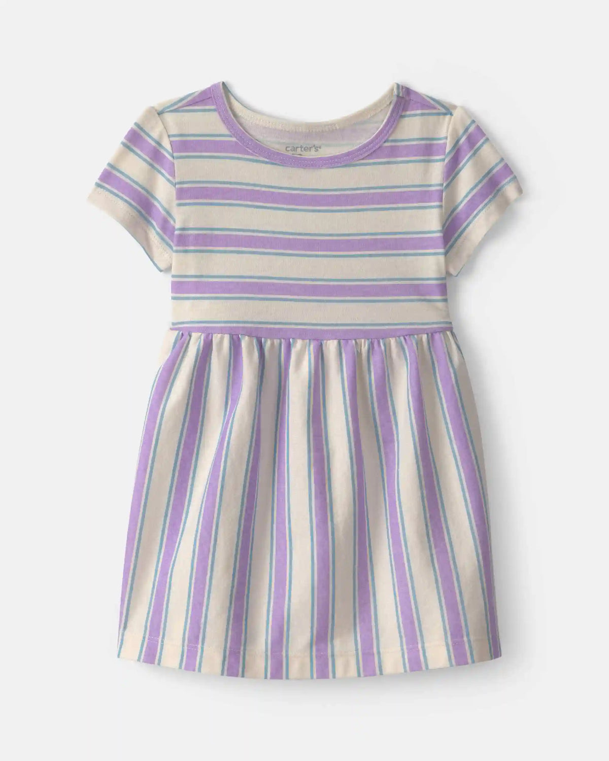 Baby Girl Striped Short-Sleeve Dress - Blue