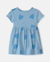 Baby Girl Heart Short-Sleeve Dress - Blue