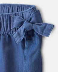 Girls 2-Piece Chambray Top & Pant Set - Dark Wash