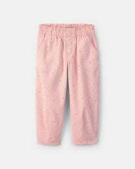 Toddler Girl Floral Twill Pull-On Pants - Pink