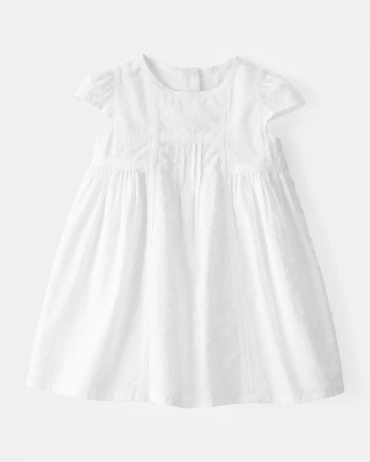 Baby Girl Textured Babydoll Dress - White