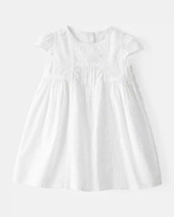 Baby Girl Textured Babydoll Dress - White