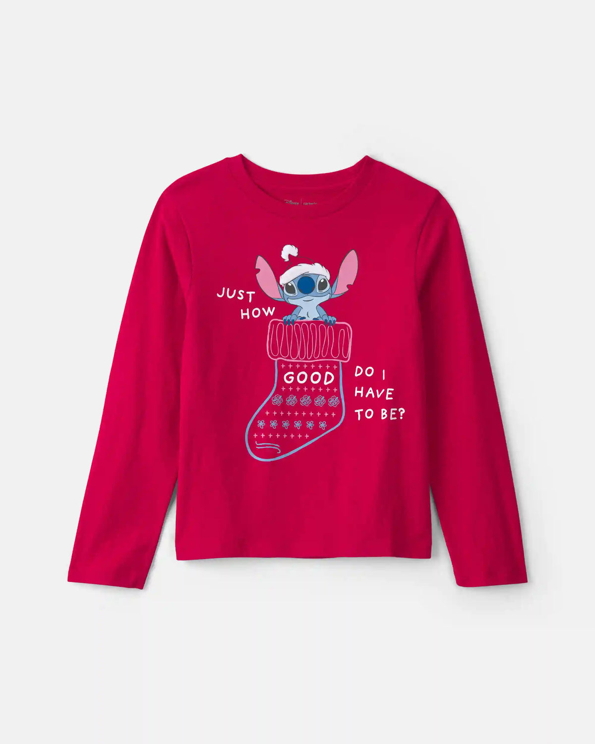 Girls Disney© Stitch Christmas Long-Sleeve Graphic Tee - Red