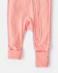 Baby Girl PurelySoft™ 2-Way Zip Sleep & Play Pajamas - Coral
