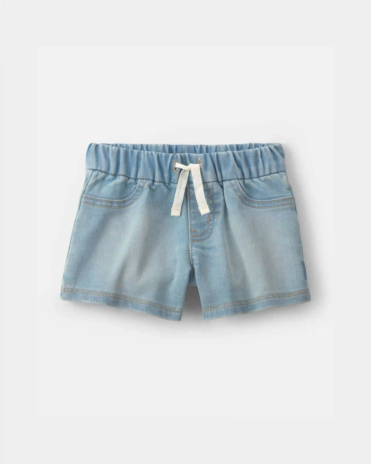 Baby Girl French Terry Knit Shorts - Light Wash