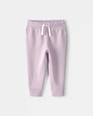 Baby Girl Drawstring Knit Joggers - Purple
